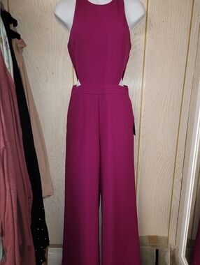 Express Magenta Cutout Wide-Leg Jumpsuit